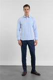 Long Sleeve Self Patterned Hard Collar Pocketless Slim Fit Shirt 1004255283