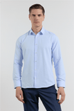 Long Sleeve Self Patterned Hard Collar Pocketless Slim Fit Shirt 1004255283