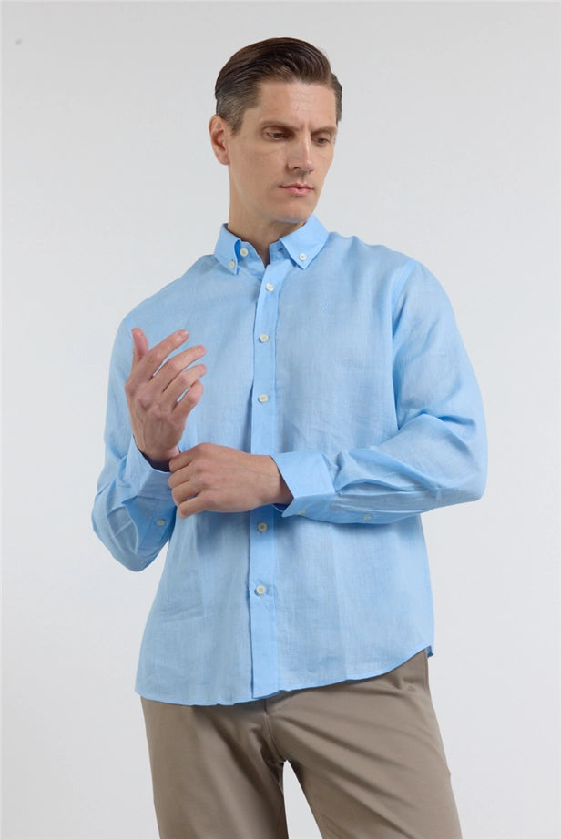 IMZA Men's 100% Linen Button-Down Slim Fit Shirt – 1004260161