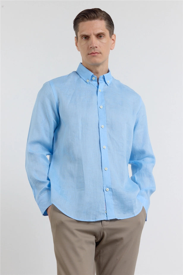IMZA Men's 100% Linen Button-Down Slim Fit Shirt – 1004260161