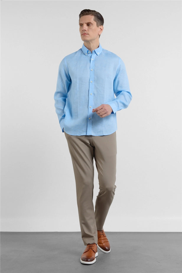 IMZA Men's 100% Linen Button-Down Slim Fit Shirt – 1004260161