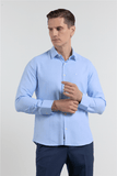 Long Sleeve Hard Collar Pocketless Slim Fit Oxford Shirt 1004255284