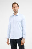 Blue Hard Collar Long Sleeve Slim Fit Cotton Blend Shirt (Model 1004255228)