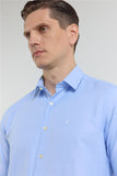 Long Sleeve Hard Collar Pocketless Slim Fit Oxford Shirt 1004255284