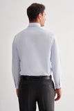 Blue Hard Collar Long Sleeve Slim Fit Cotton Shirt (Model 1004255175)