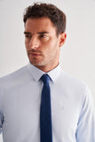 Blue Hard Collar Long Sleeve Slim Fit Cotton Shirt (Model 1004255175)
