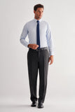 Blue Hard Collar Long Sleeve Slim Fit Cotton Shirt (Model 1004255175)
