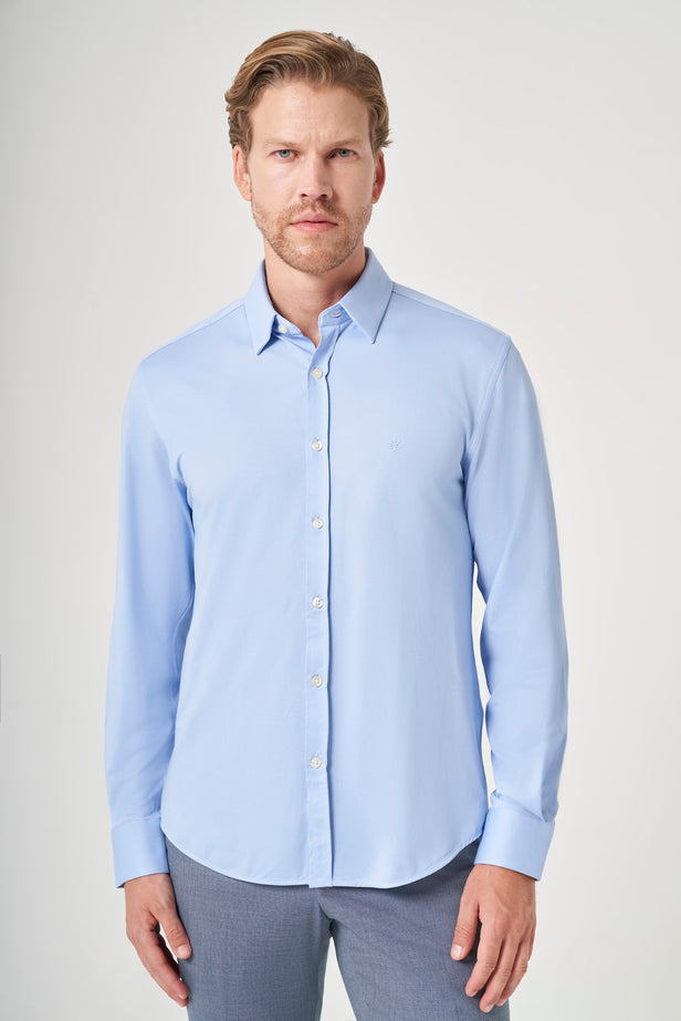 IMZA Men's Tulum Collar Knitted Slim Fit Classic Shirt – 1004260208