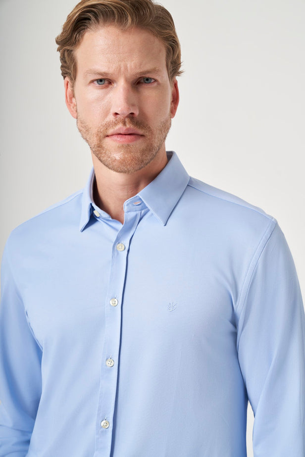 IMZA Men's Tulum Collar Knitted Slim Fit Classic Shirt – 1004260208