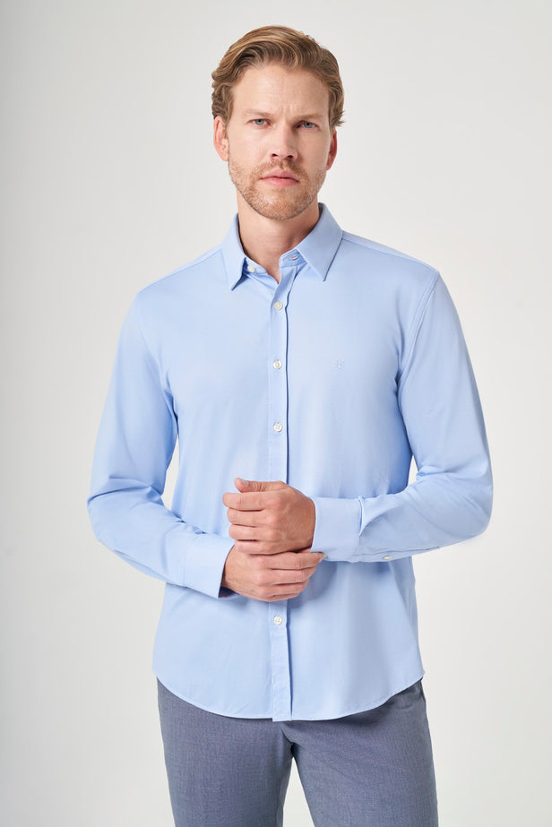 IMZA Men's Tulum Collar Knitted Slim Fit Classic Shirt – 1004260208