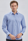 Long Sleeve Hard Collar Pocketless Slim Fit Shirt 1004240230
