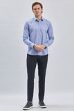 Long Sleeve Hard Collar Pocketless Slim Fit Shirt 1004240230
