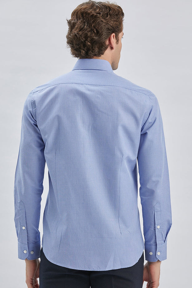 Long Sleeve Hard Collar Pocketless Slim Fit Shirt 1004240230
