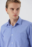 Long Sleeve Filafil Stiff Collar Pocket Cotton Basic Comfort Fit Shirt 1004230002