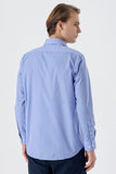 Long Sleeve Filafil Stiff Collar Pocket Cotton Basic Comfort Fit Shirt 1004230002