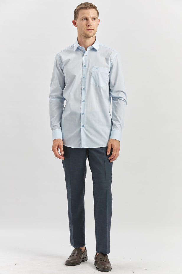 Long Sleeve Hard Collar Pocket Comfort Fit Shirt 1004240051