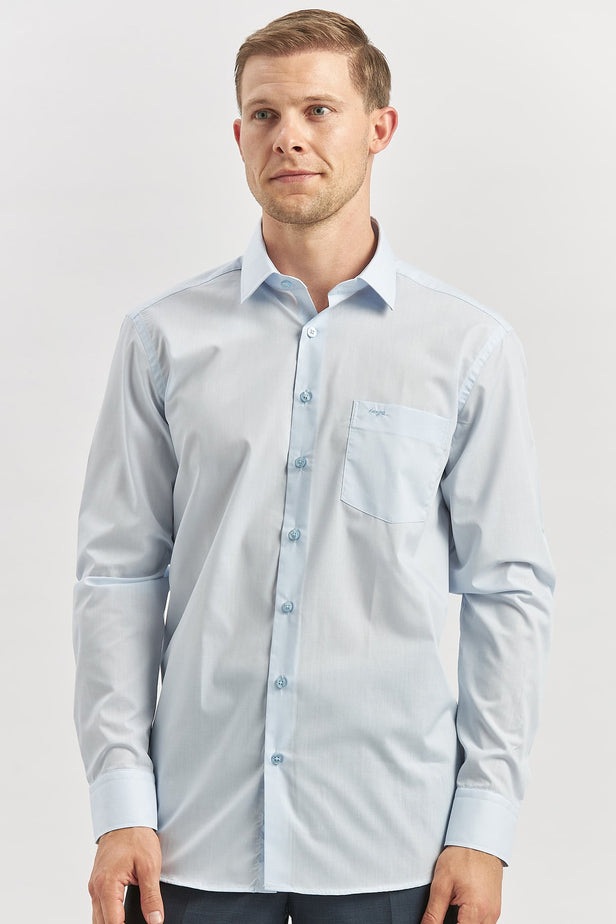 Long Sleeve Hard Collar Pocket Comfort Fit Shirt 1004240051