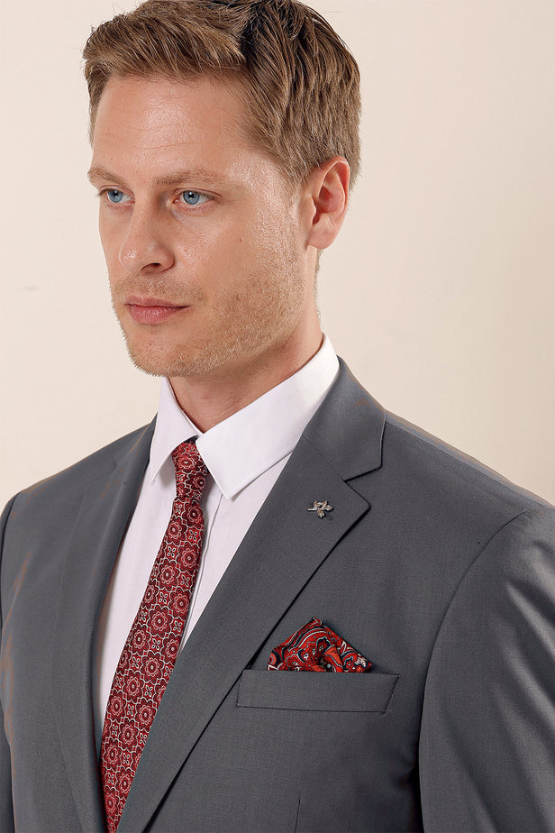 Gray Notch Lapel Lined Double Vent 4 Drop Comfort Fit Classic Suit 1001230172