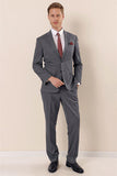 Gray Notch Lapel Lined Double Vent 4 Drop Comfort Fit Classic Suit 1001230172