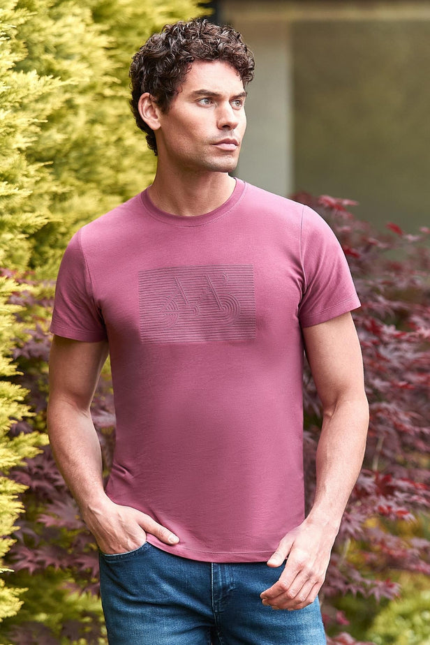 Short Sleeve Printed Crew Neck Pocket Slim Fit Cotton T-Shirt 1011240181