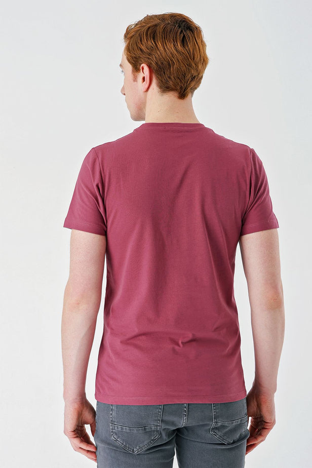 Short Sleeve Printed Crew Neck Pocket Slim Fit Cotton T-Shirt 1011240181