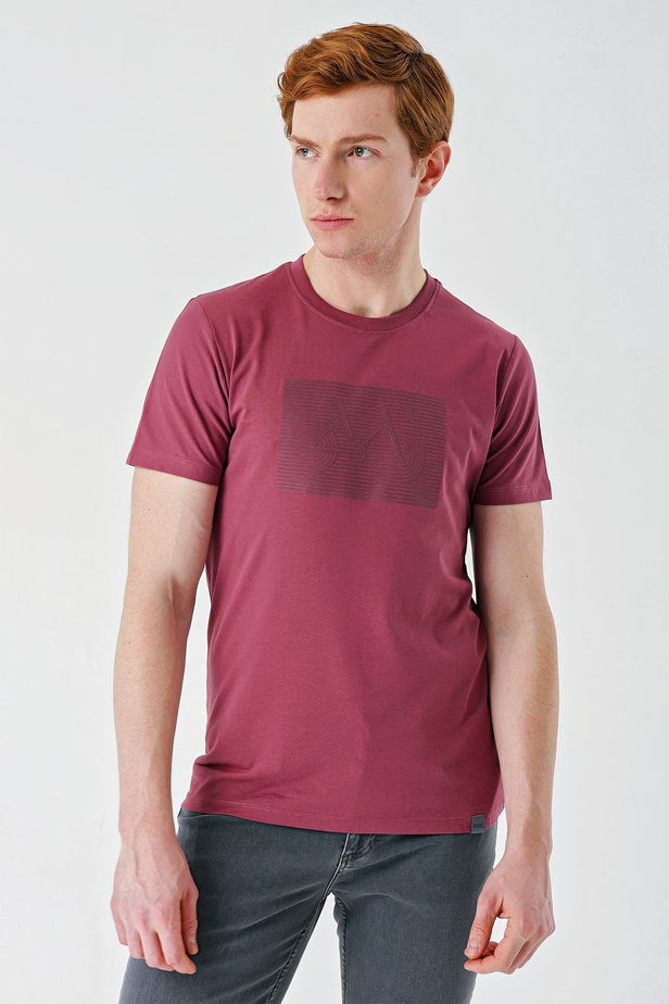 Short Sleeve Printed Crew Neck Pocket Slim Fit Cotton T-Shirt 1011240181