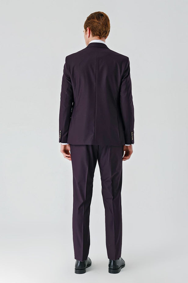 Gabardine Peak Lapel Suit with Vest 6 Drop Slim Fit Classic Suit 1001240187
