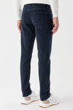 Navy Knitted Cotton 5 Pocket Slim Fit Casual Denim Pants 1023235156