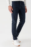 Navy Knitted Cotton 5 Pocket Slim Fit Casual Denim Pants 1023235156