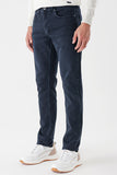 Navy Knitted Cotton 5 Pocket Slim Fit Casual Denim Pants 1023235156
