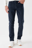 Navy Knitted Cotton 5 Pocket Slim Fit Casual Denim Pants 1023235156