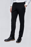 Black Elastic Waistband Side Pocket Straight Leg Slim Fit Trousers 1003225174