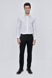 Black Elastic Waistband Side Pocket Straight Leg Slim Fit Trousers 1003225174
