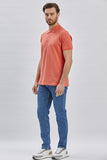 Short Sleeve Pique Polo Collar Trim Slim Fit Cotton Stretch T-Shirt 1011240156