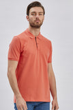 Short Sleeve Pique Polo Collar Trim Slim Fit Cotton Stretch T-Shirt 1011240156