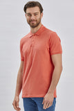 Short Sleeve Pique Polo Collar Trim Slim Fit Cotton Stretch T-Shirt 1011240156