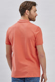 Short Sleeve Pique Polo Collar Trim Slim Fit Cotton Stretch T-Shirt 1011240156
