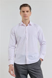 Long Sleeve Self Patterned Hard Collar Pocketless Slim Fit Shirt 1004255283