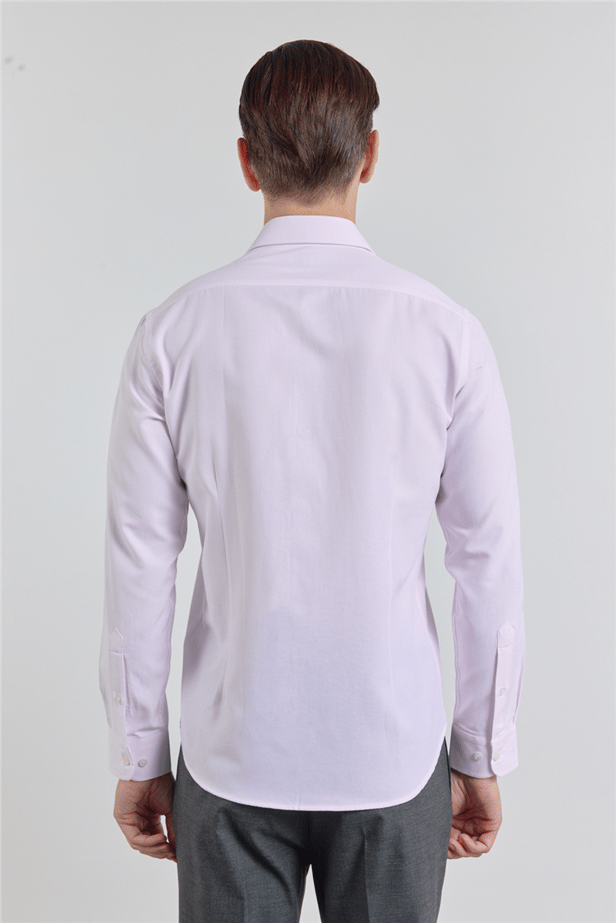 Long Sleeve Self Patterned Hard Collar Pocketless Slim Fit Shirt 1004255283