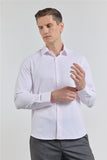 Long Sleeve Self Patterned Hard Collar Pocketless Slim Fit Shirt 1004255283