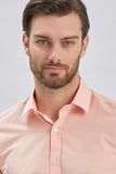 Long Sleeve Hard Collar Pocketless Slim Fit Shirt 1004240230