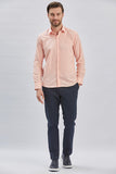 Long Sleeve Hard Collar Pocketless Slim Fit Shirt 1004240230