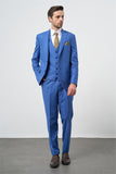 Light Beige Peak Lapel Lined Suit with Vest Slim Fit 1001230906