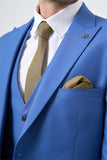 Light Beige Peak Lapel Lined Suit with Vest Slim Fit 1001230906
