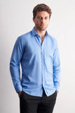 Half-Italian Collar Long Sleeve Slim Fit Cotton Shirt 1004255180