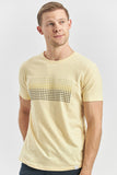 Yellow Short Sleeve Printed Crew Neck Pocket Slim Fit Cotton T-Shirt 1011240182