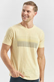 Yellow Short Sleeve Printed Crew Neck Pocket Slim Fit Cotton T-Shirt 1011240182
