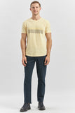 Yellow Short Sleeve Printed Crew Neck Pocket Slim Fit Cotton T-Shirt 1011240182