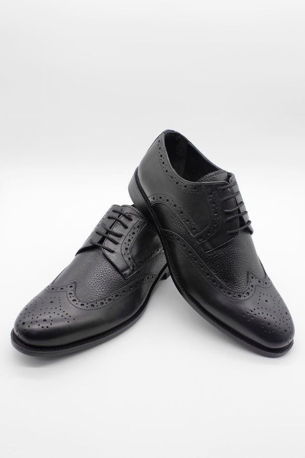 Black 100% Leather Lace-Up Classic Shoes 1033245176