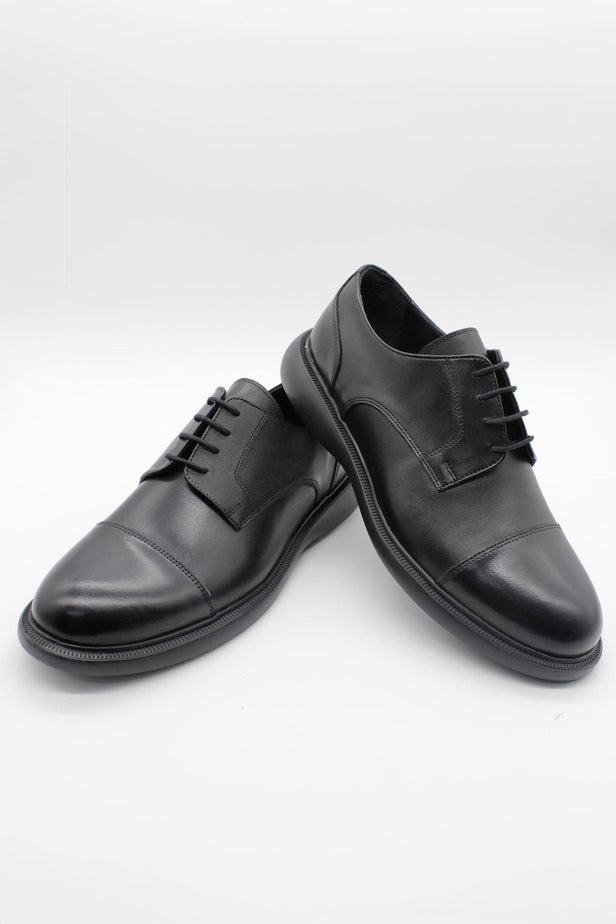 Black 100% Leather Analin Lace-Up Classic Shoes 1033245179